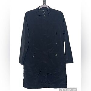 Eddie Bauer Black Lined Trench Coat Sz Med